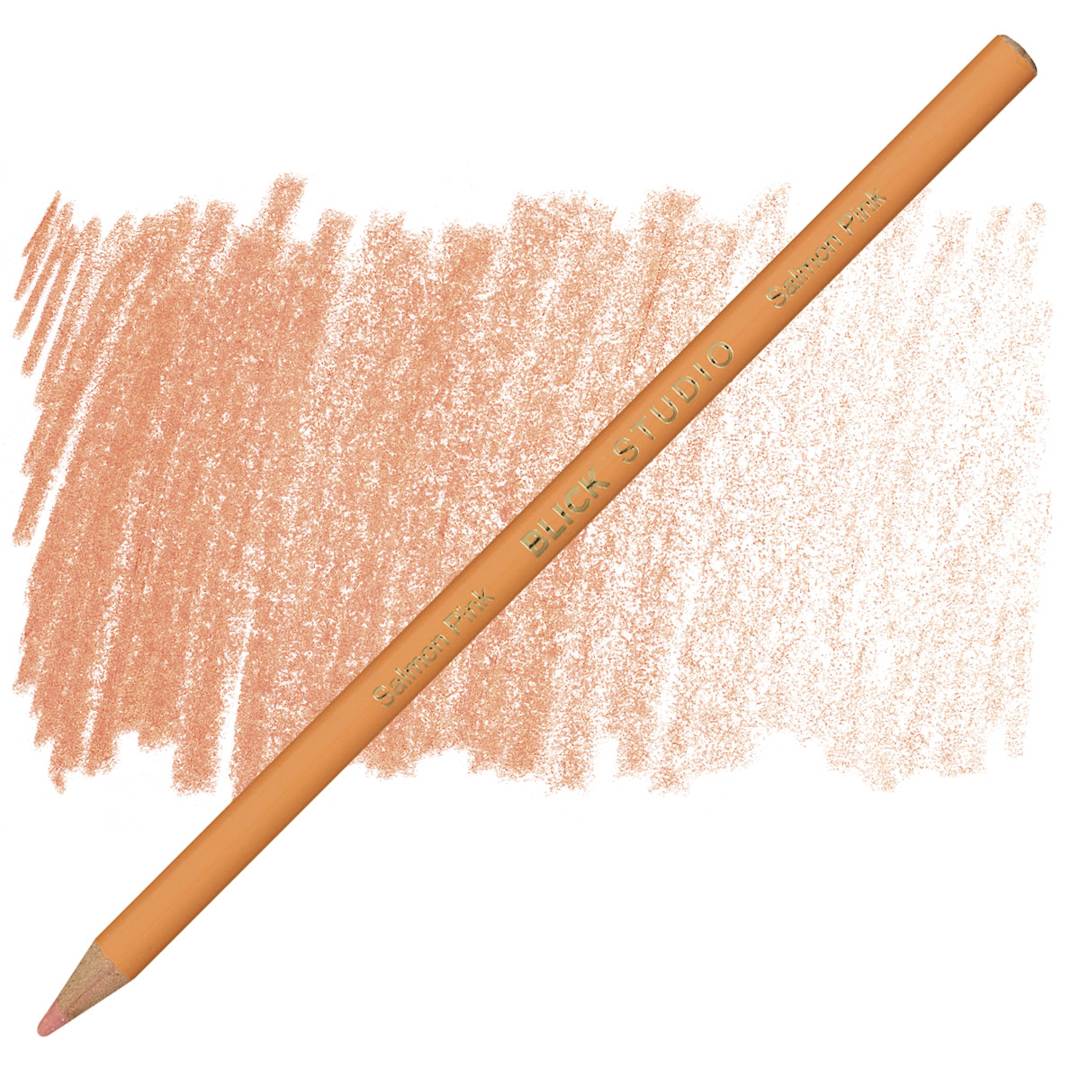 Open in modal - Blick Studio Artists' Colored Pencil - Salmon Pink pencil and swatch