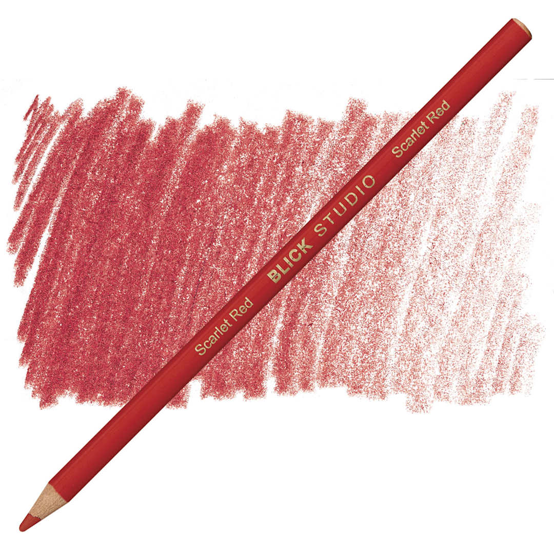Open in modal - Blick Studio Artists' Colored Pencil - Scarlet Red pencil and swatch