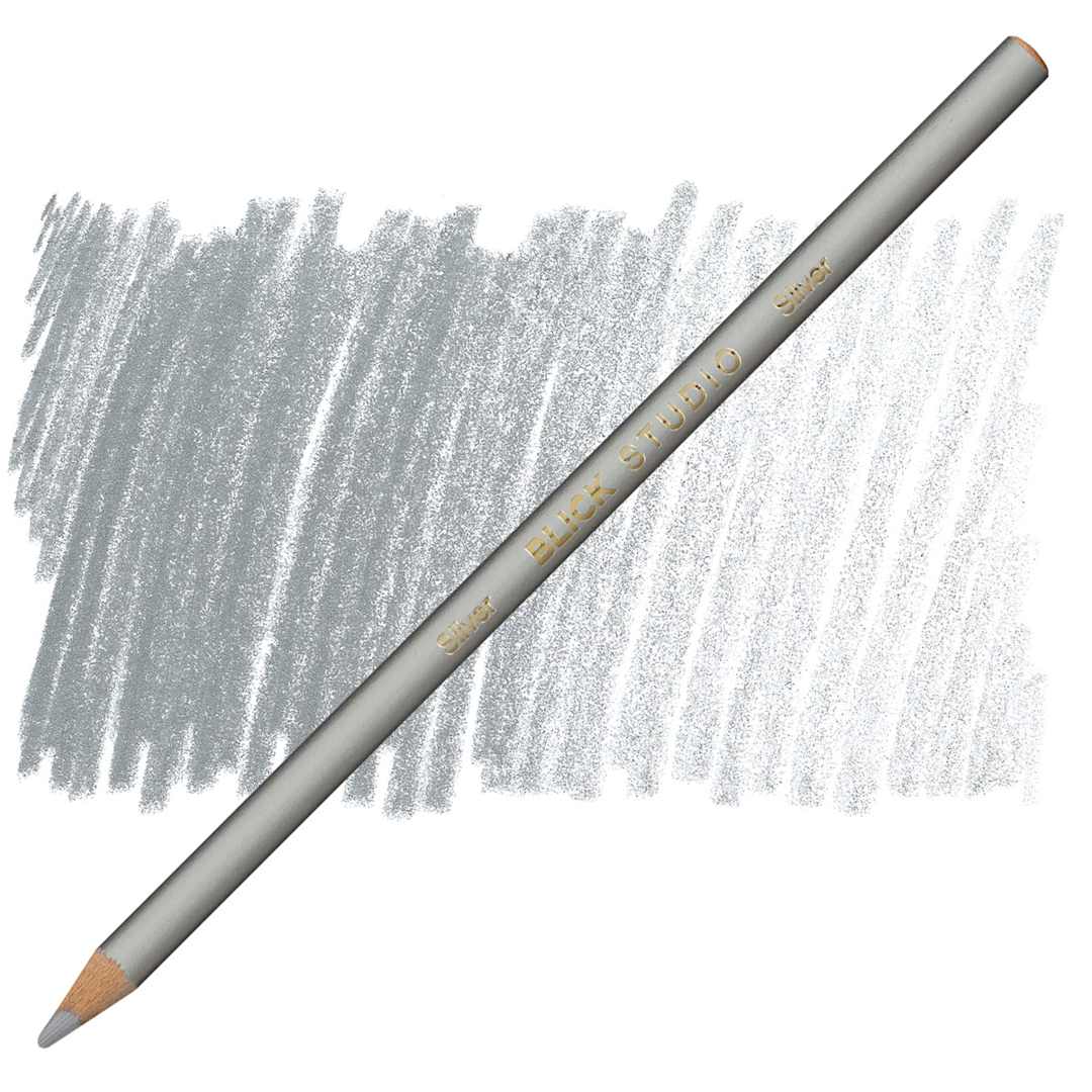 Open in modal - Blick Studio Artists' Colored Pencil - Silver pencil and swatch