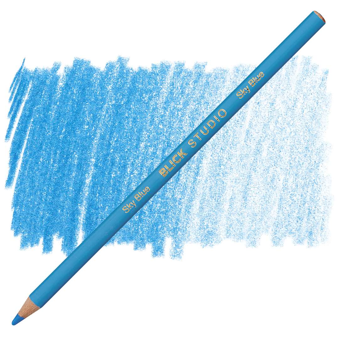 Open in modal - Blick Studio Artists' Colored Pencil - Sky Blue pencil and swatch
