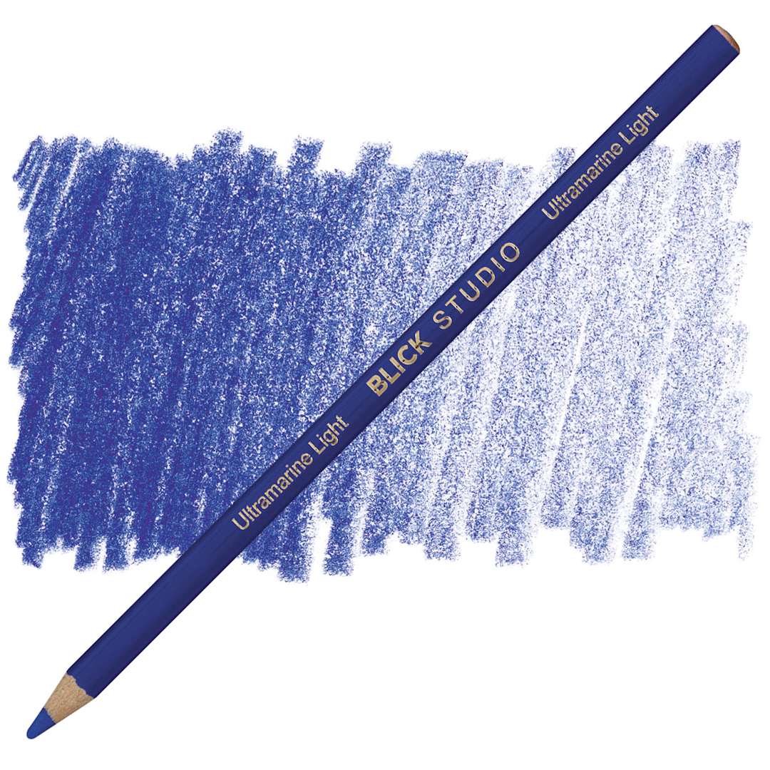 Open in modal - Blick Studio Artists' Colored Pencil - Ultramarine Light pencil and swatch