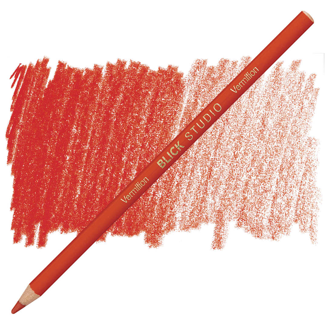 Open in modal - Blick Studio Artists' Colored Pencil - Vermilion pencil and swatch