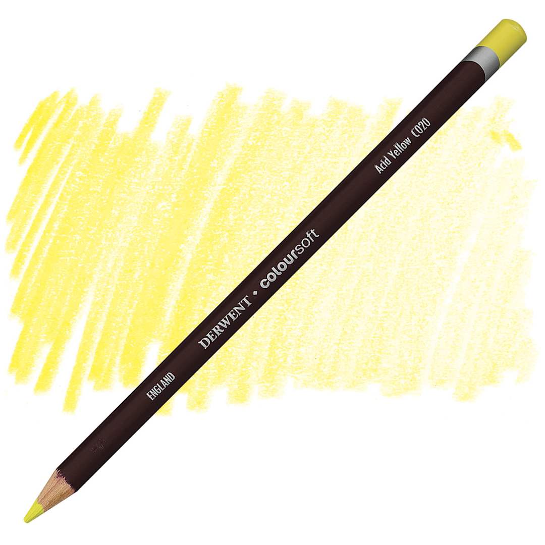 Open in modal - Derwent Coloursoft Pencil - Acid Yellow pencil and swatch