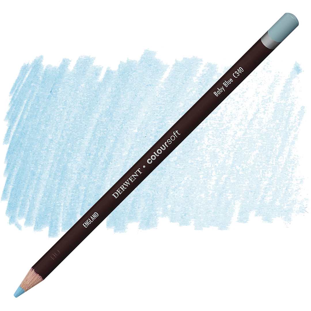 Open in modal - Derwent Coloursoft Pencil - Baby Blue pencil and swatch