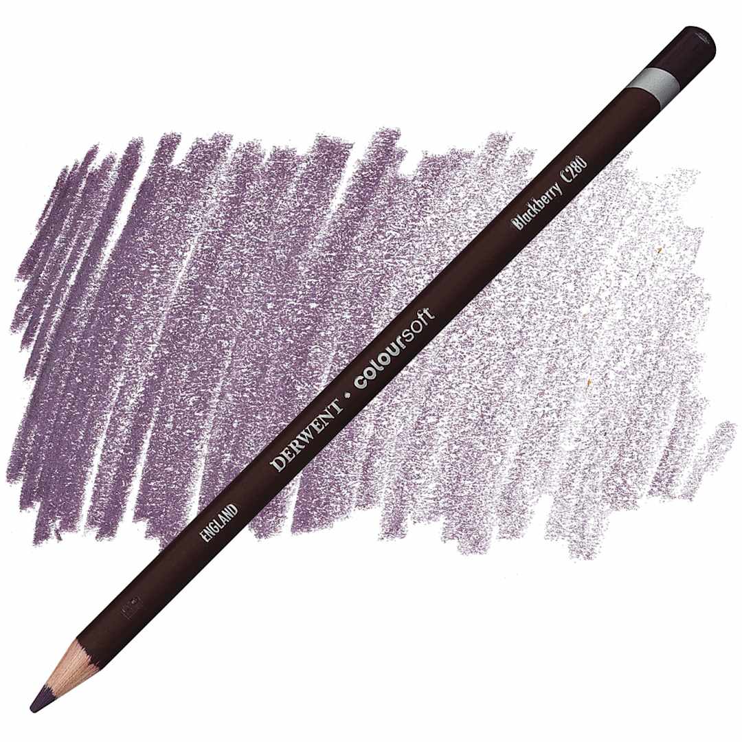 Open in modal - Derwent Coloursoft Pencil - Blackberry pencil and swatch