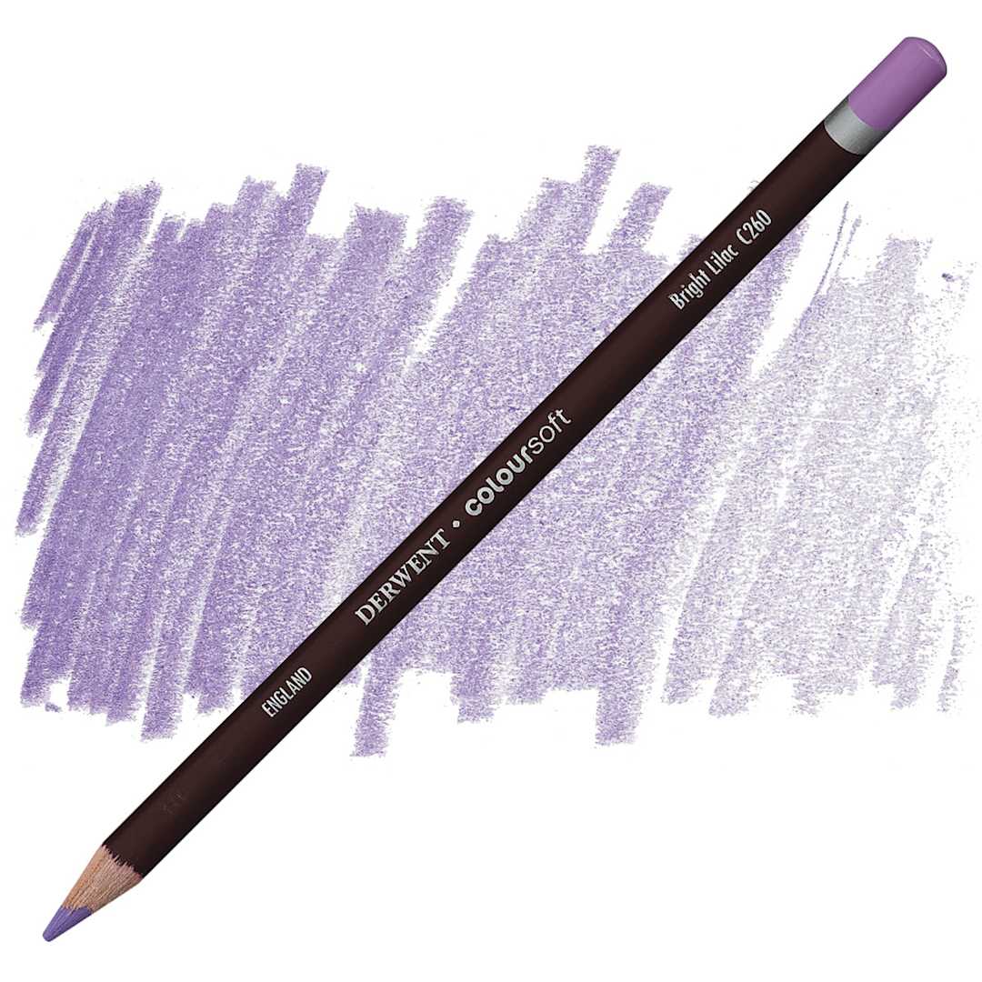 Open in modal - Derwent Coloursoft Pencil - Bright Lilac pencil and swatch