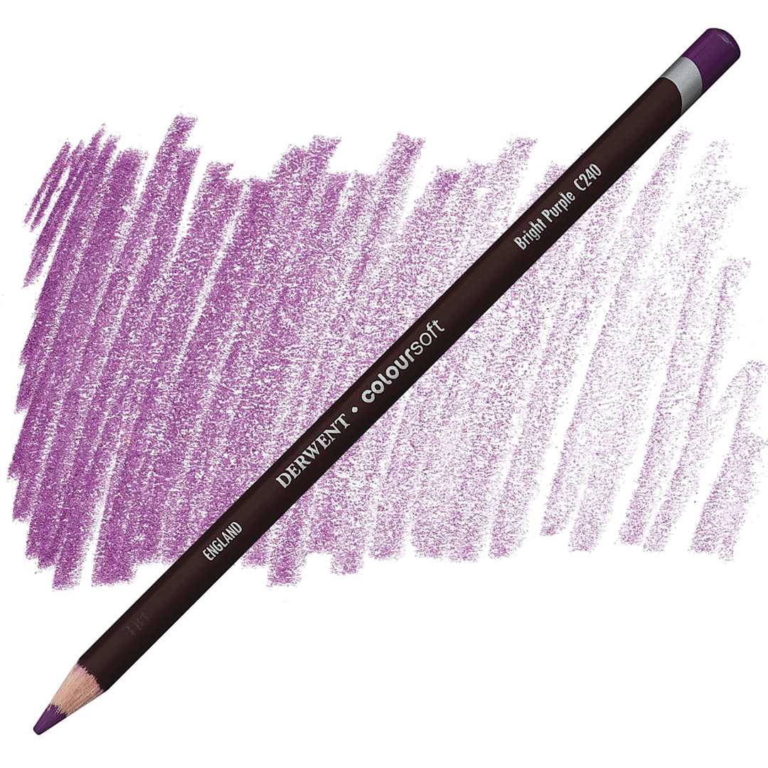 Open in modal - Derwent Coloursoft Pencil - Bright Purple pencil and swatch