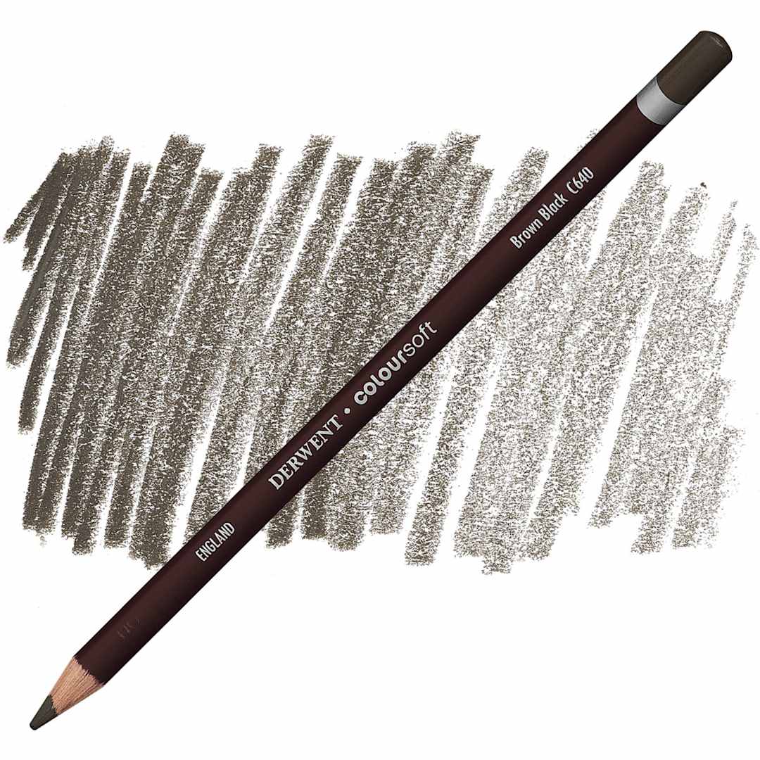 Open in modal - Derwent Coloursoft Pencil - Brown Black pencil and swatch
