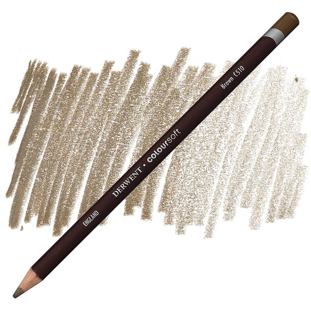 Open in modal - Derwent Coloursoft Pencil - Brown pencil and swatch