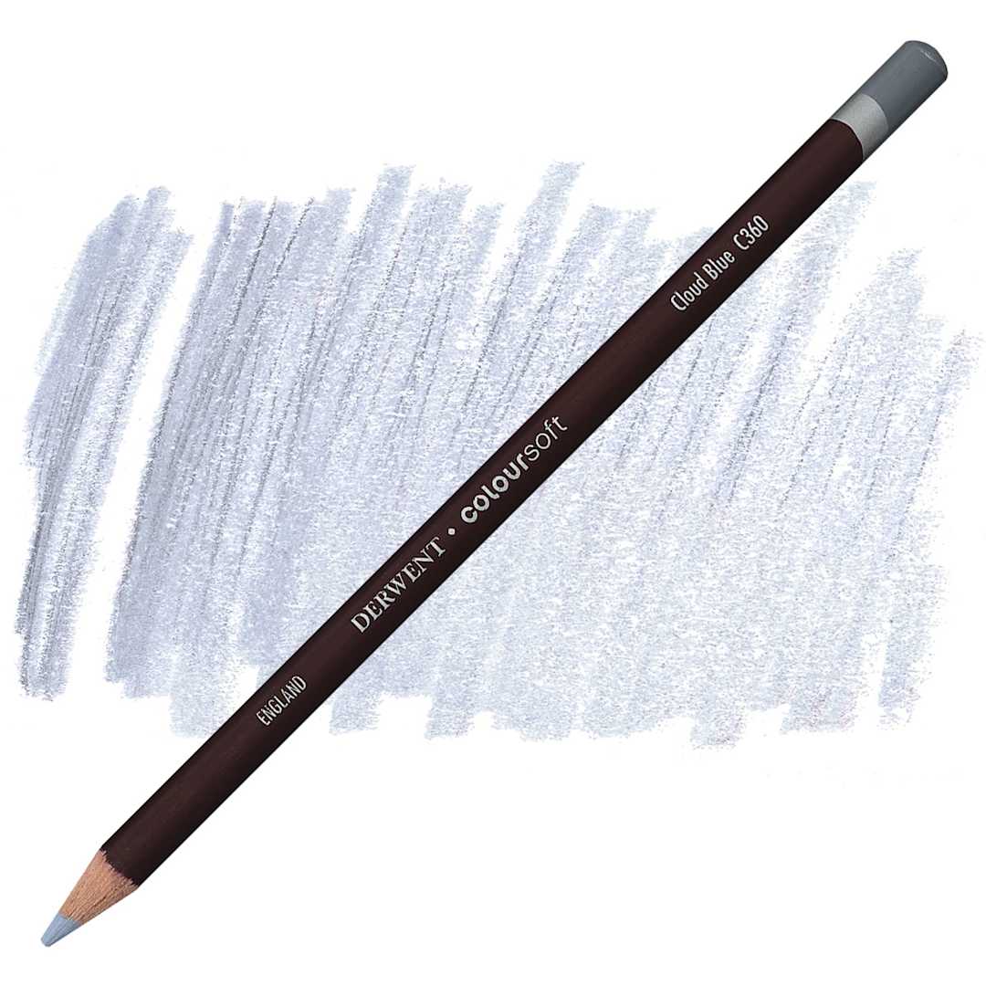 Open in modal - Derwent Coloursoft Pencil - Cloud Blue pencil and swatch