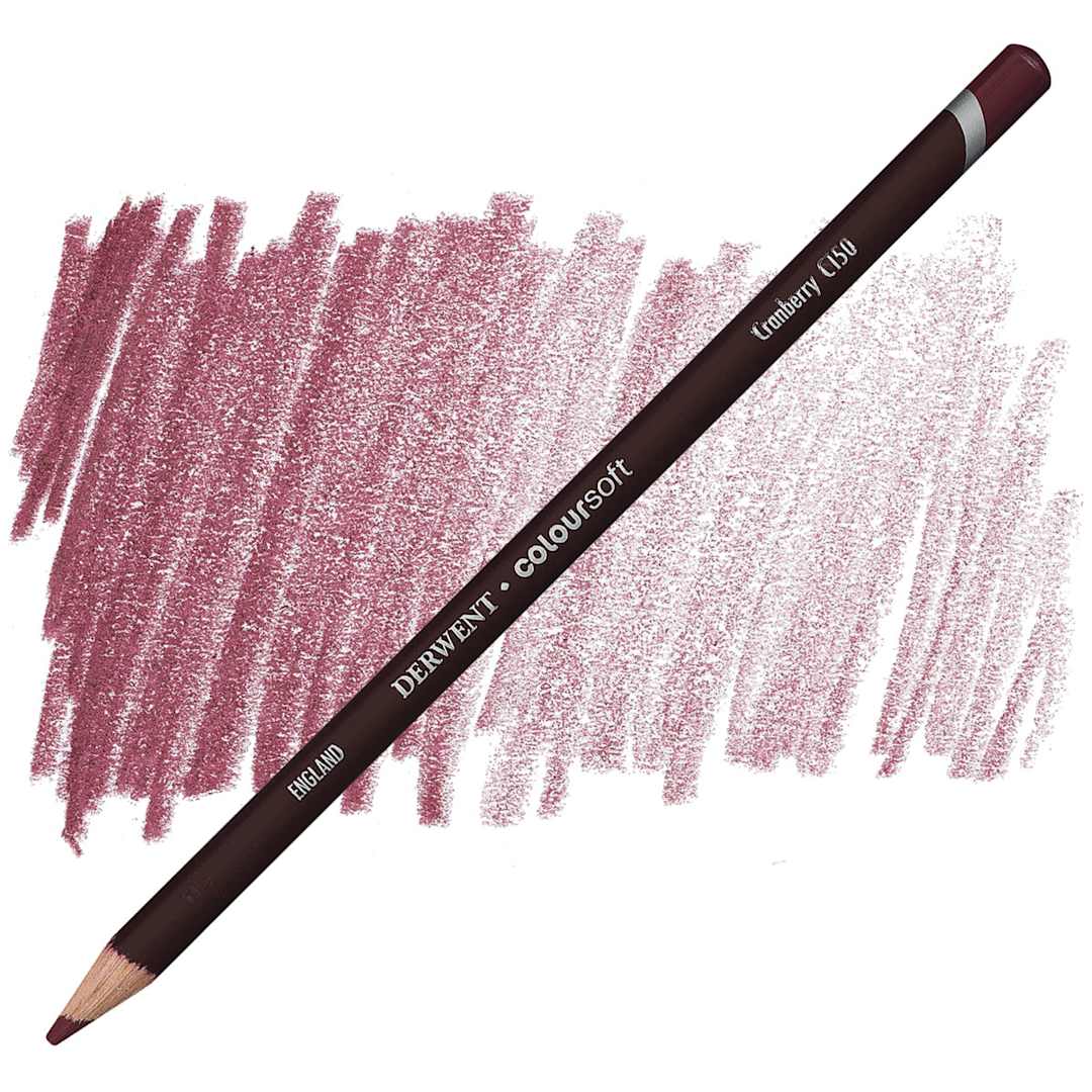 Open in modal - Derwent Coloursoft Pencil - Cranberry pencil and swatch