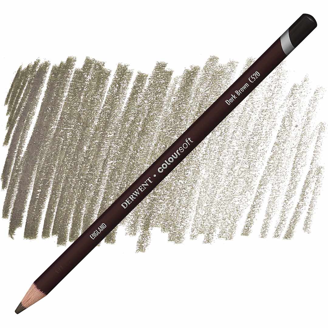 Open in modal - Derwent Coloursoft Pencil - Dark Brown pencil and swatch