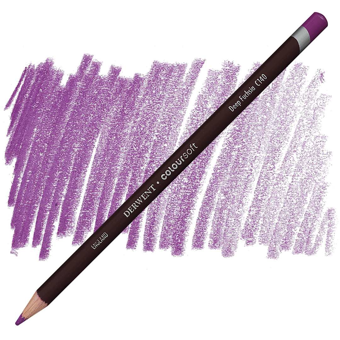 Open in modal - Derwent Coloursoft Pencil - Deep Fuchsia pencil and swatch