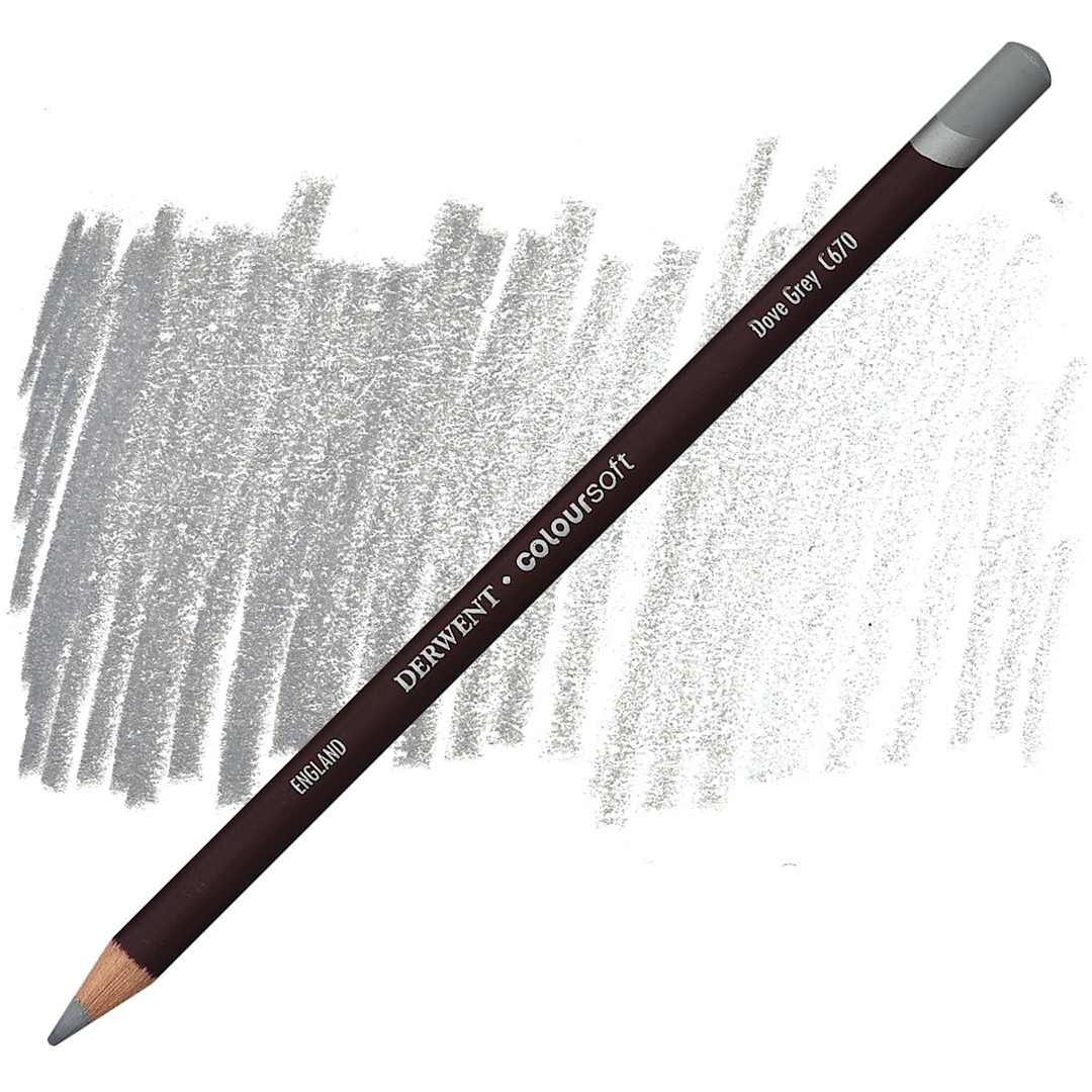 Open in modal - Derwent Coloursoft Pencil - Dove Grey pencil and swatch