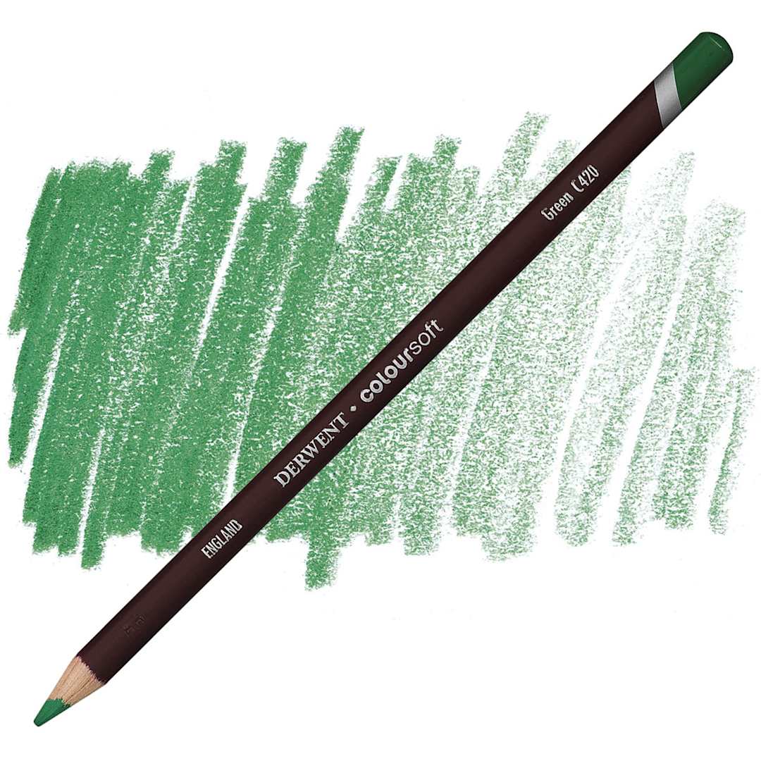 Open in modal - Derwent Coloursoft Pencil - Green pencil and swatch
