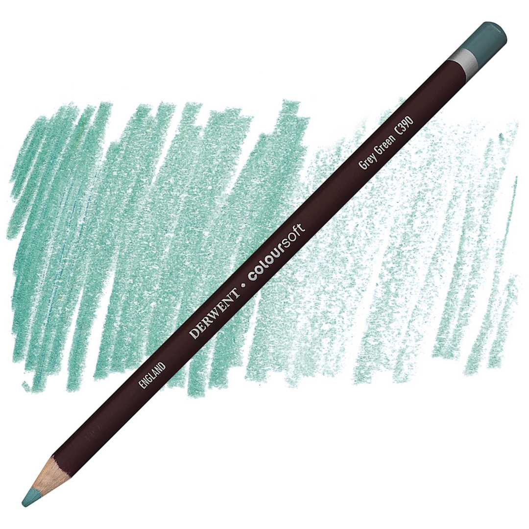 Open in modal - Derwent Coloursoft Pencil - Grey Green pencil and swatch
