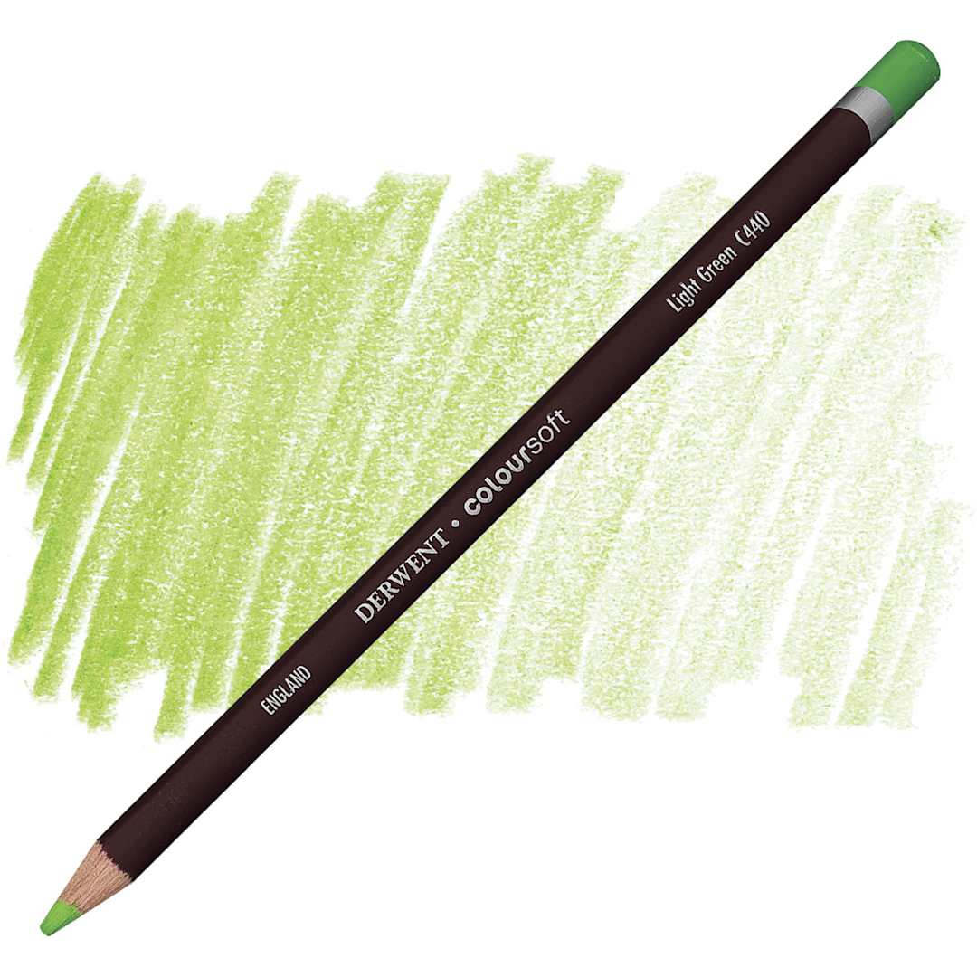 Open in modal - Derwent Coloursoft Pencil - Light Green pencil and swatch