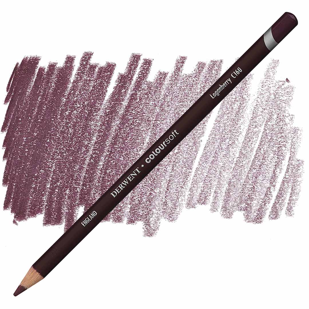 Open in modal - Derwent Coloursoft Pencil - Loganberry pencil and swatch