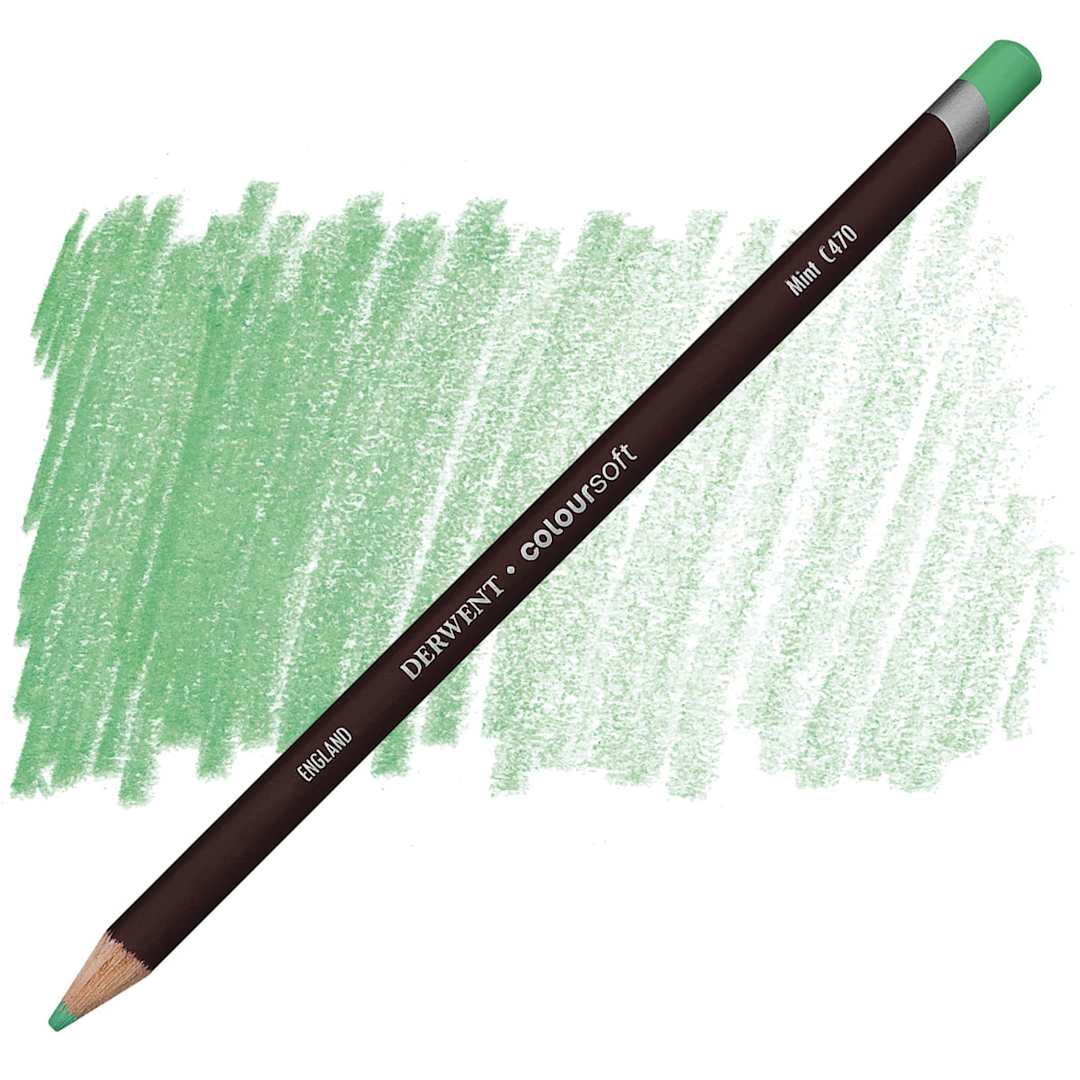 Open in modal - Derwent Coloursoft Pencil - Mint pencil and swatch