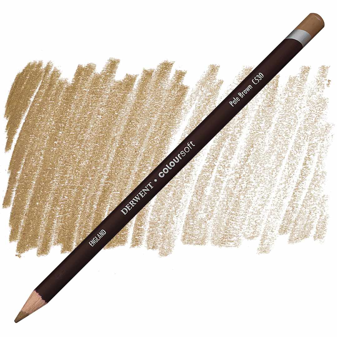 Open in modal - Derwent Coloursoft Pencil - Pale Brown pencil and swatch