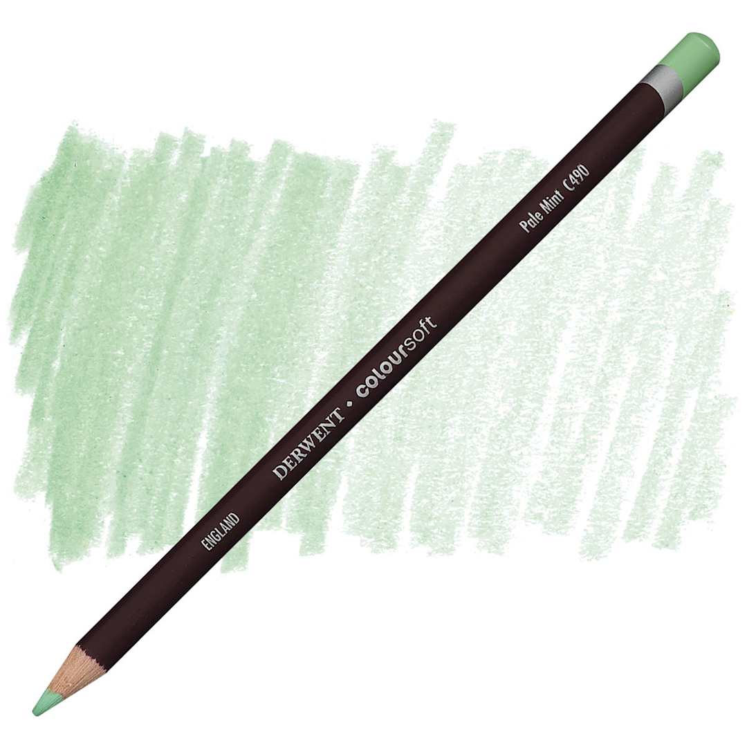 Open in modal - Derwent Coloursoft Pencil - Pale Mint pencil and swatch