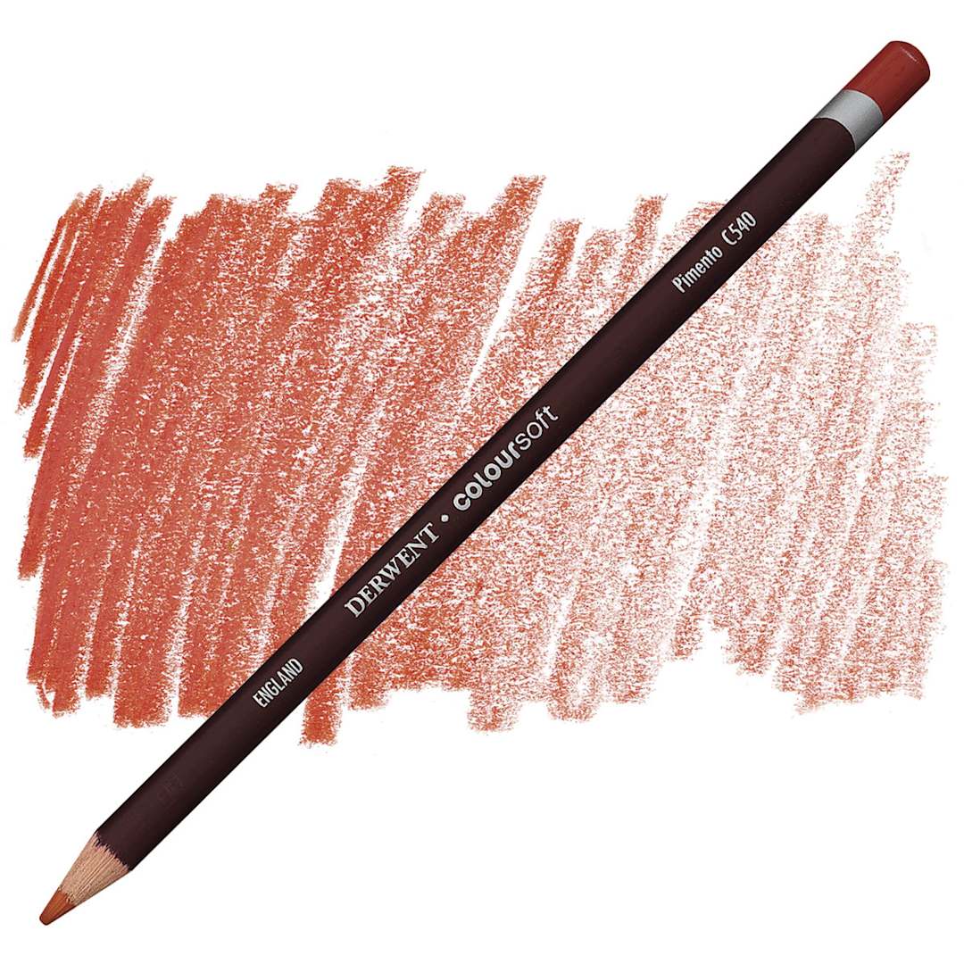 Open in modal - Derwent Coloursoft Pencil - Pimento pencil and swatch