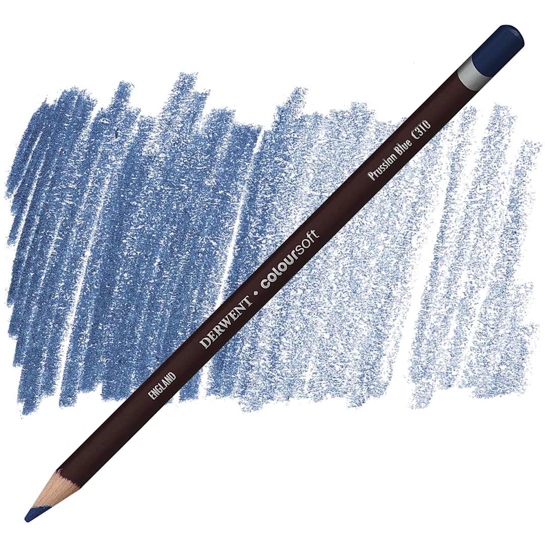 Open in modal - Derwent Coloursoft Pencil - Prussian Blue pencil and swatch