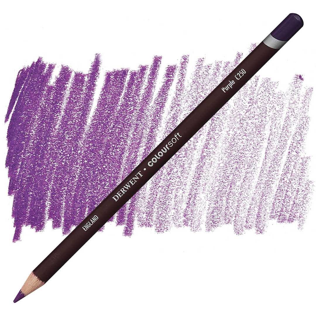 Open in modal - Derwent Coloursoft Pencil - Purple pencil and swatch