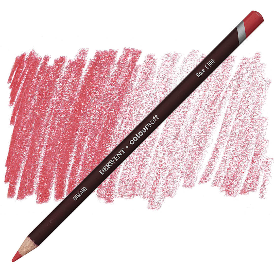 Open in modal - Derwent Coloursoft Pencil - Rose pencil and swatch