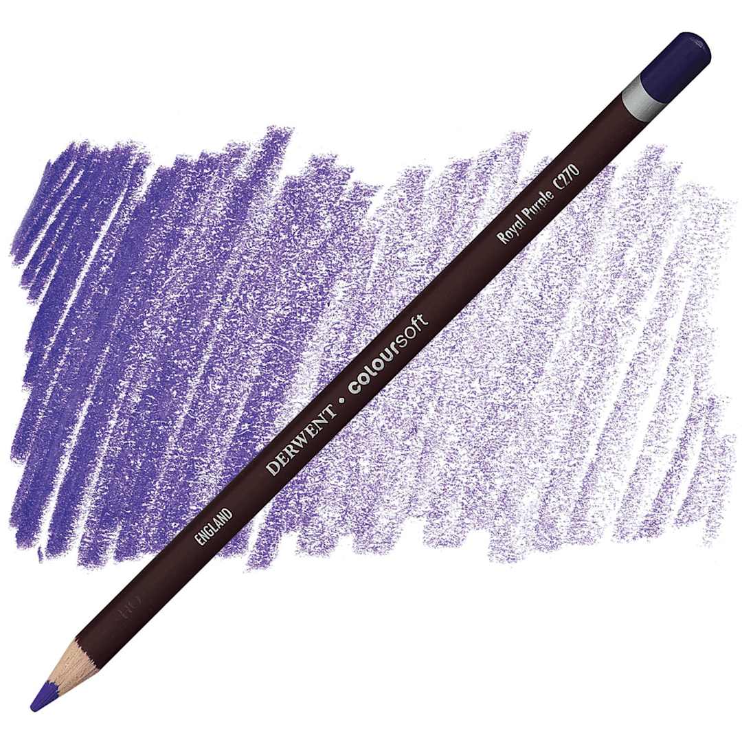 Open in modal - Derwent Coloursoft Pencil - Royal Purple pencil and swatch