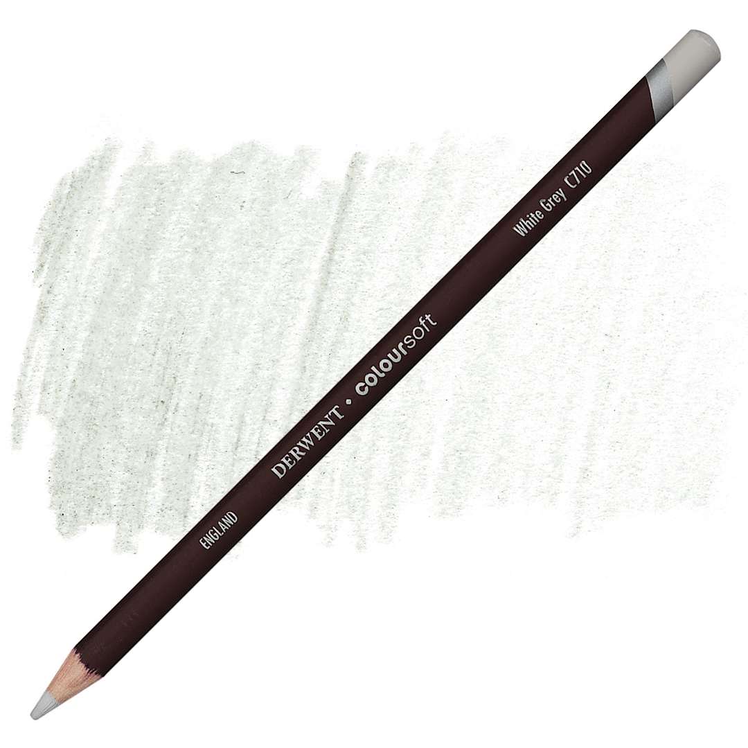Open in modal - Derwent Coloursoft Pencil - White Grey pencil and swatch