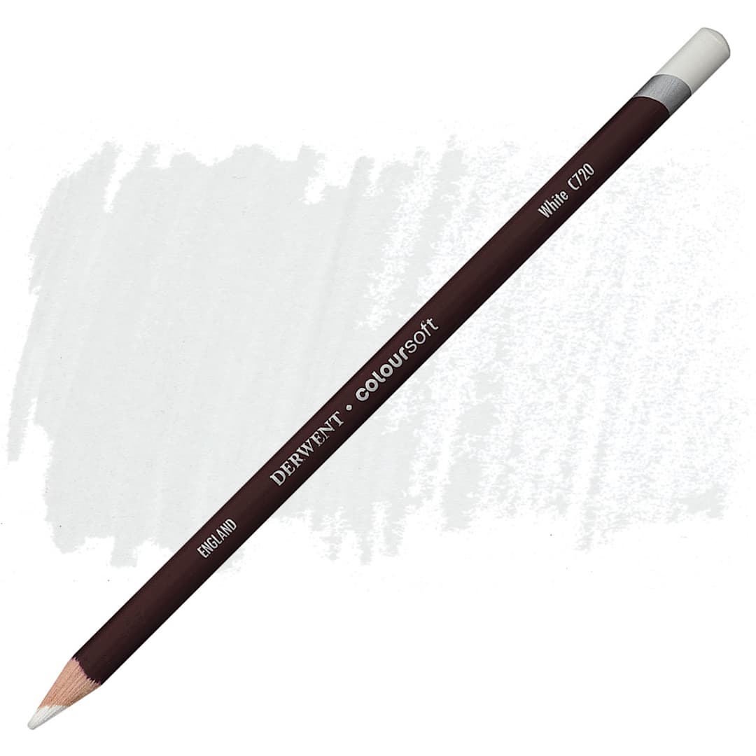 Open in modal - Derwent Coloursoft Pencil - White pencil and swatch