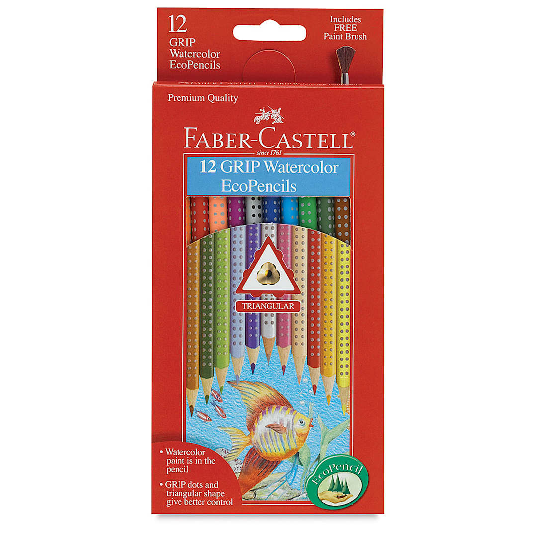 Open in modal - Faber-Castell Grip Watercolor EcoPencil - Assorted Colors, Set of 12, front of pack