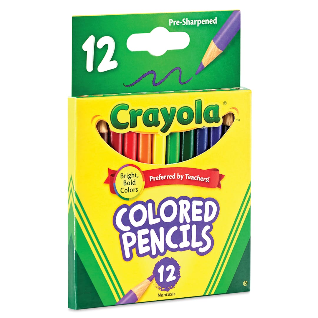 Open in modal - Crayola Short Colored Pencils - Assorted Colors, Set of 12, front of the packaging