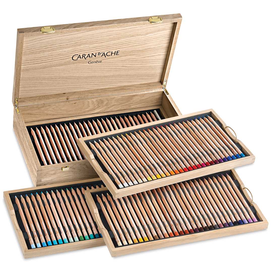 Open in modal - Caran d'Ache Luminance Colored Pencils - Assorted Colors, Wood Box, Set of 100, open