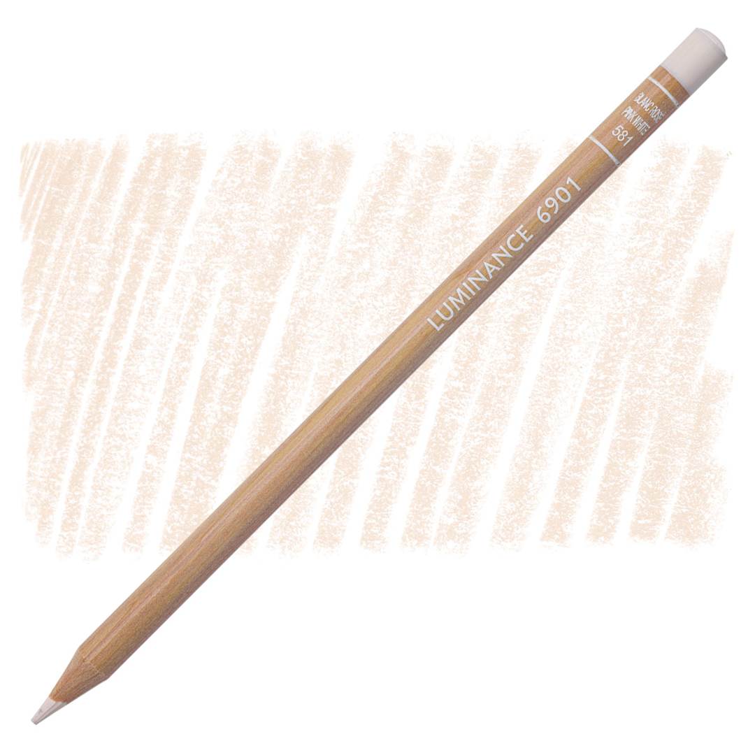 Open in modal - Caran d'Ache Luminance Colored Pencil - Pink White pencil and swatch