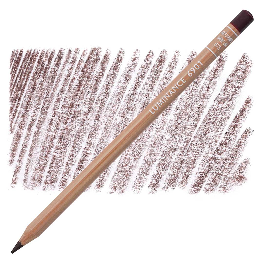 Open in modal - Caran d'Ache Luminance Colored Pencil - Carmine Lake pencil and swatch