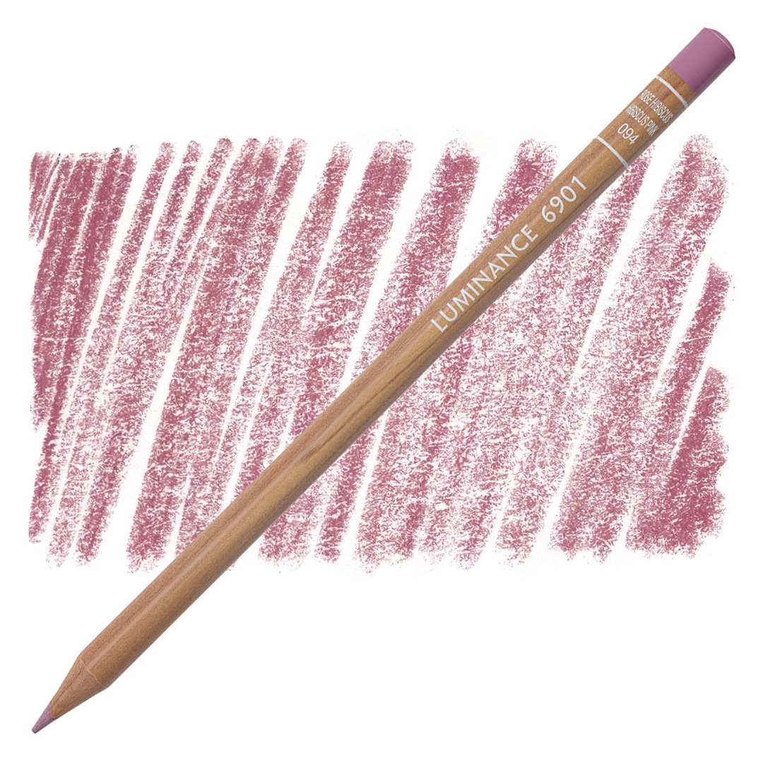 Open in modal - Caran d'Ache Luminance Colored Pencil - Hibiscus Pink pencil and swatch