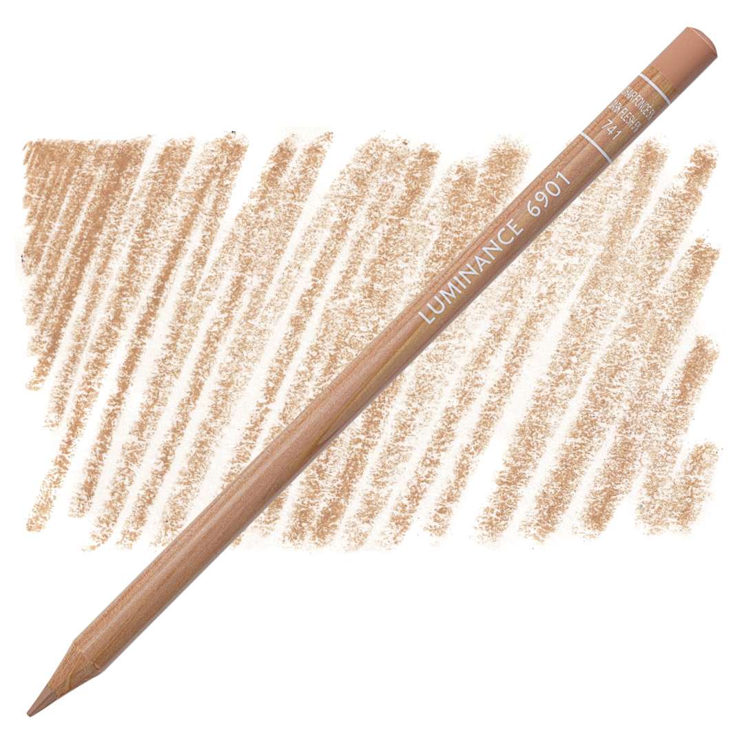 Open in modal - Caran d'Ache Luminance Colored Pencil - Warm Earth 5% pencil and swatch
