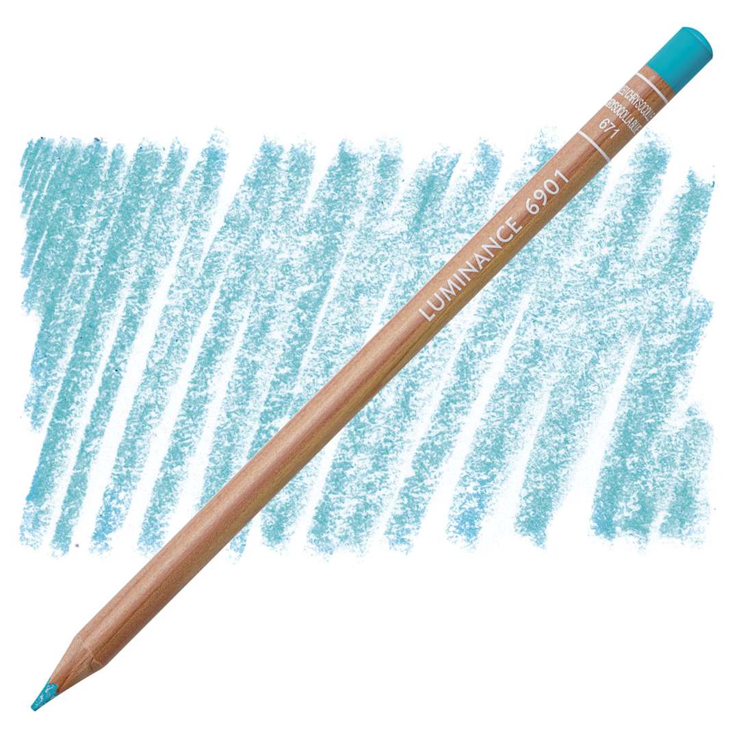 Open in modal - Caran d'Ache Luminance Colored Pencil - Chrysocolla Blue pencil and swatch