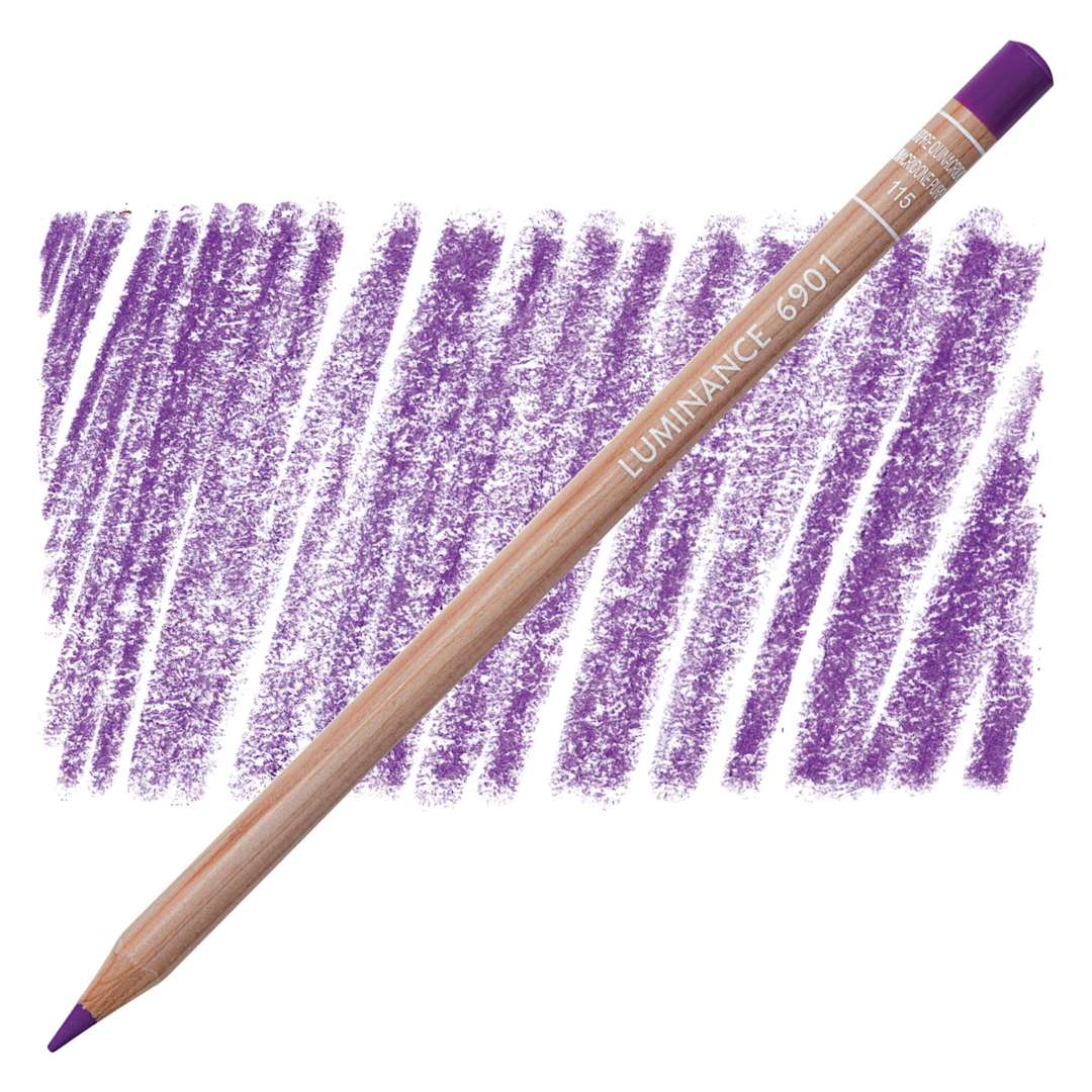 Open in modal - Caran d'Ache Luminance Colored Pencil - Quinacridone Purple pencil and swatch