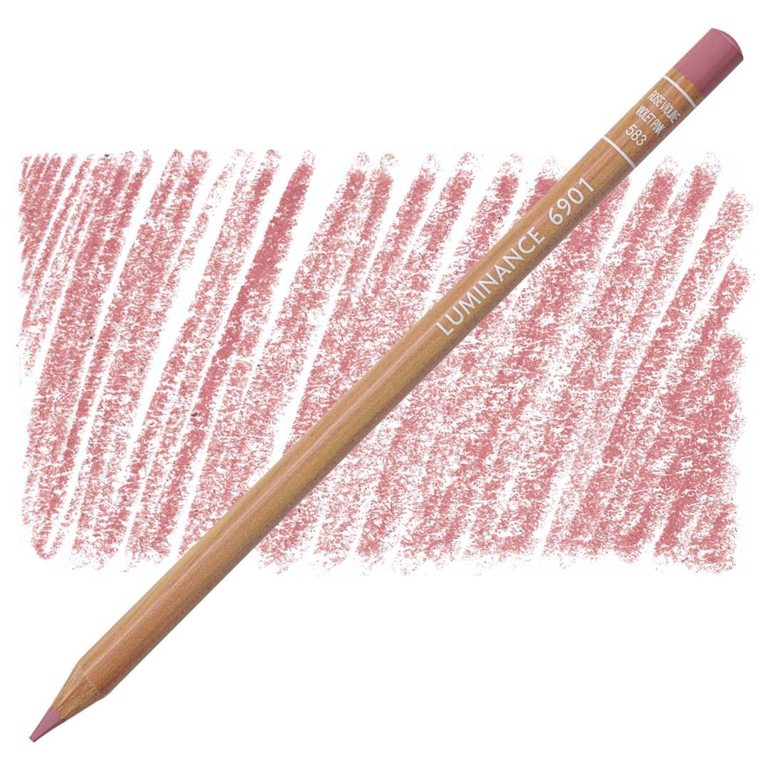 Open in modal - Caran d'Ache Luminance Colored Pencil - Violet Pink pencil and swatch