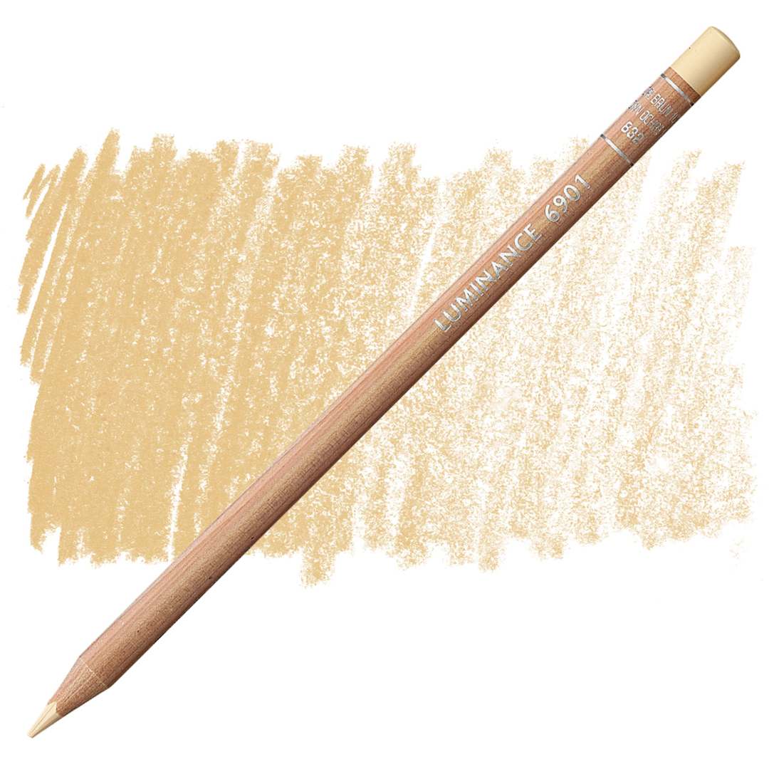 Open in modal - Caran d'Ache Luminance Colored Pencil - Brown Ochre 10% pencil and swatch