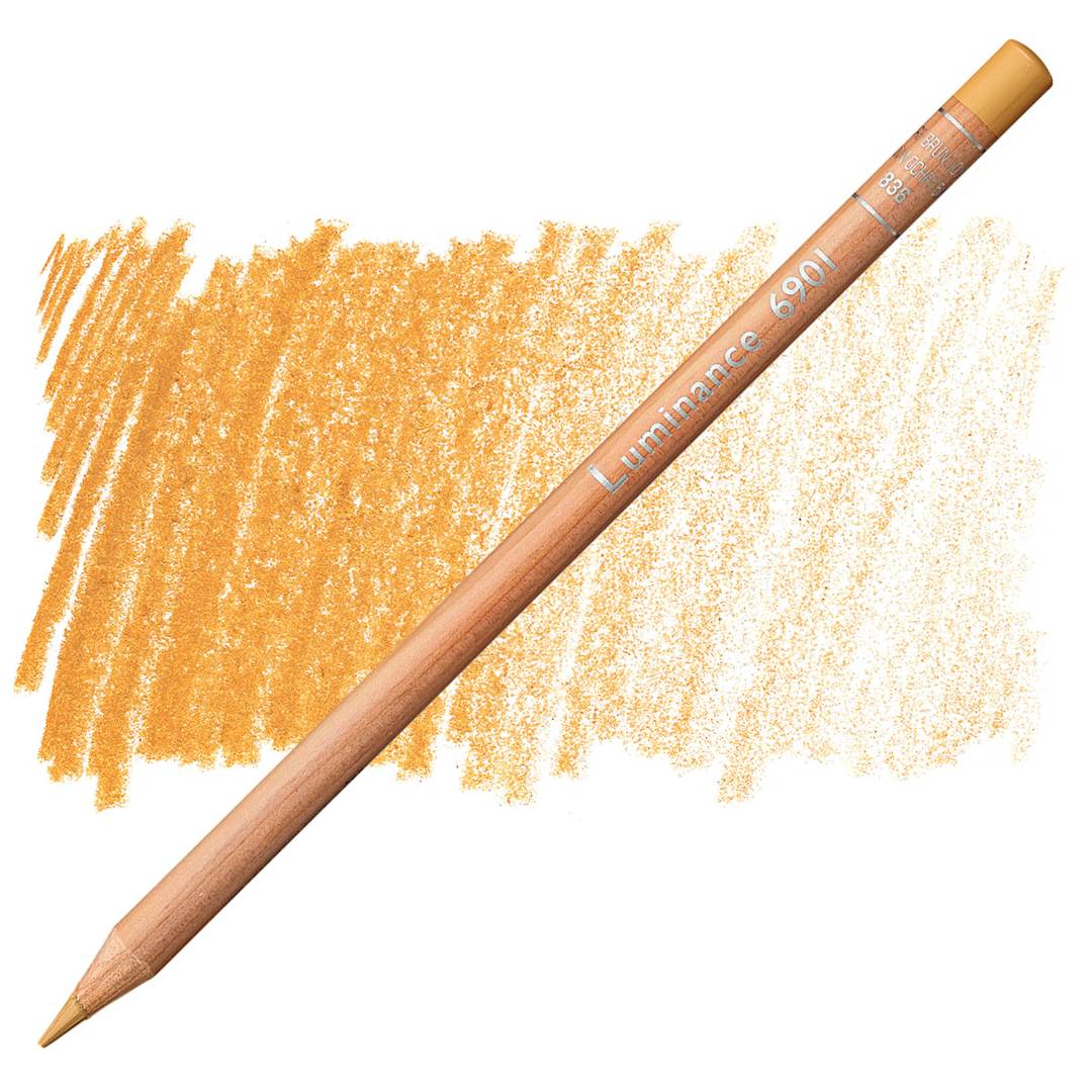 Open in modal - Caran d'Ache Luminance Colored Pencil - Brown Ochre 50% pencil and swatch