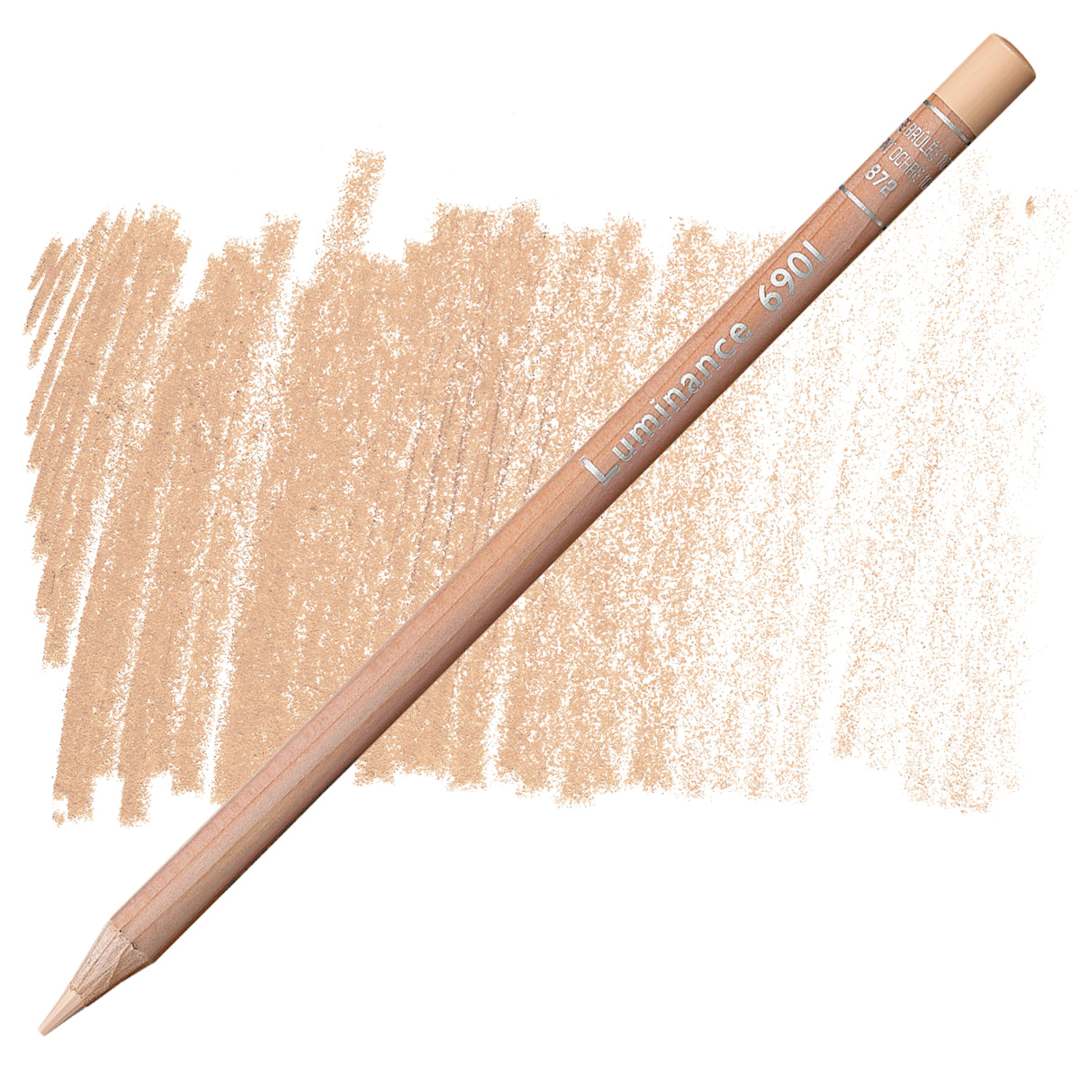 Open in modal - Caran d'Ache Luminance Colored Pencil - Burnt Ochre 10% pencil and swatch