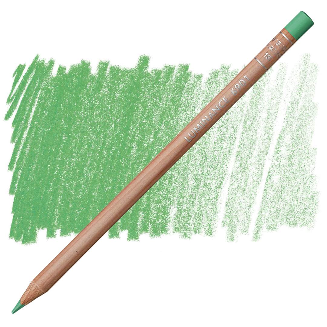 Open in modal - Caran d'Ache Luminance Colored Pencil - Cobalt Green pencil and swatch