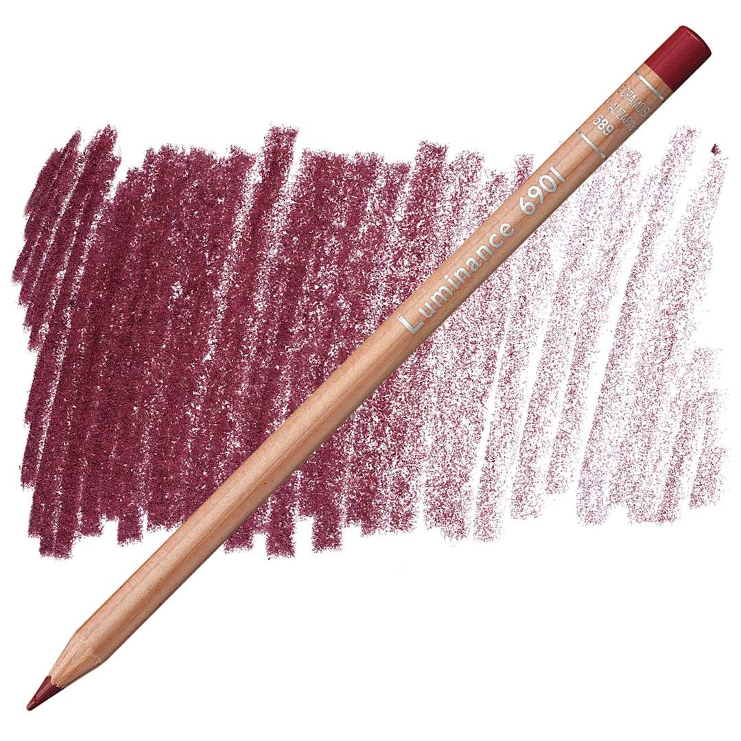 Open in modal - Caran d'Ache Luminance Colored Pencil - Crimson Alizarin Hue pencil and swatch