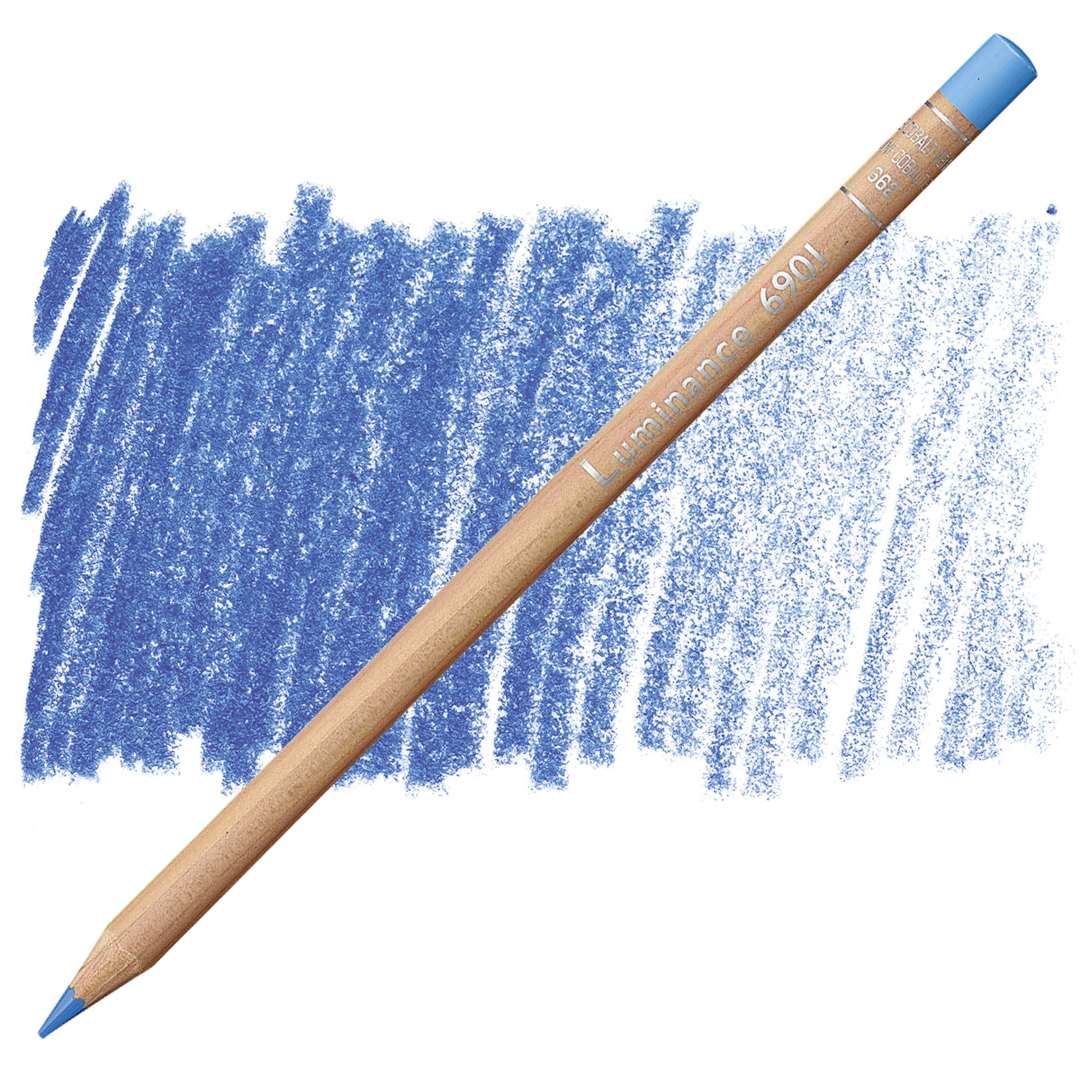 Open in modal - Caran d'Ache Luminance Colored Pencil - Genuine Cobalt Blue pencil and swatch