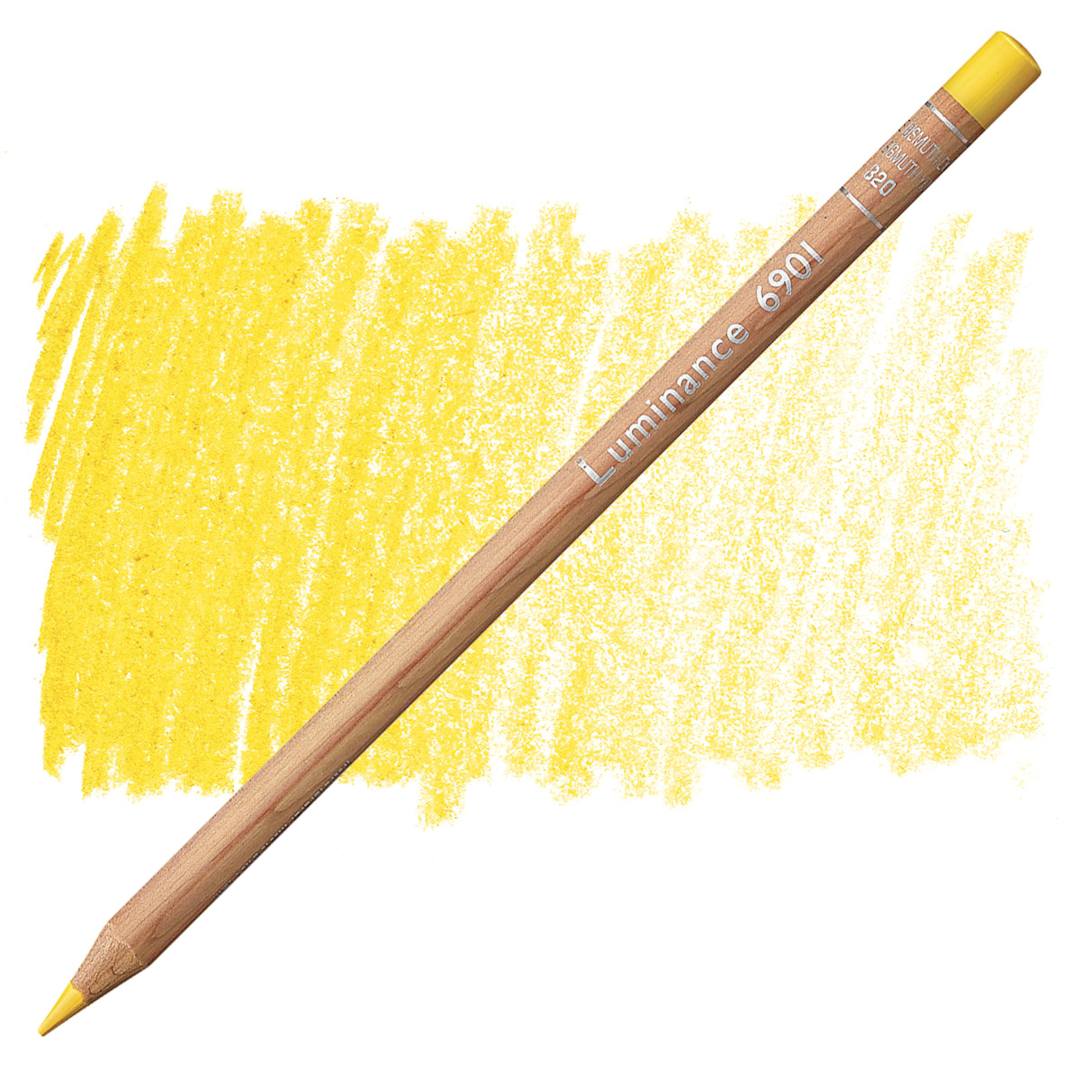 Open in modal - Caran d'Ache Luminance Colored Pencil - Golden Bismuth Yellow pencil and swatch