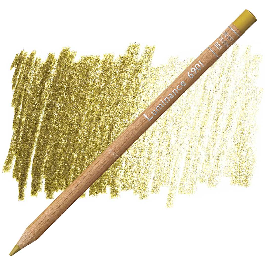 Open in modal - Caran d'Ache Luminance Colored Pencil - Green Ochre pencil and swatch